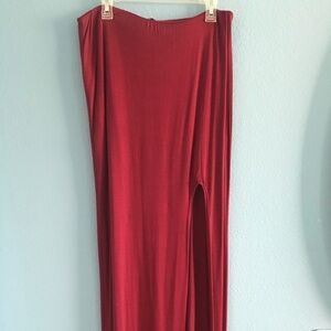 Burgundy Maxi Skirt with Slit